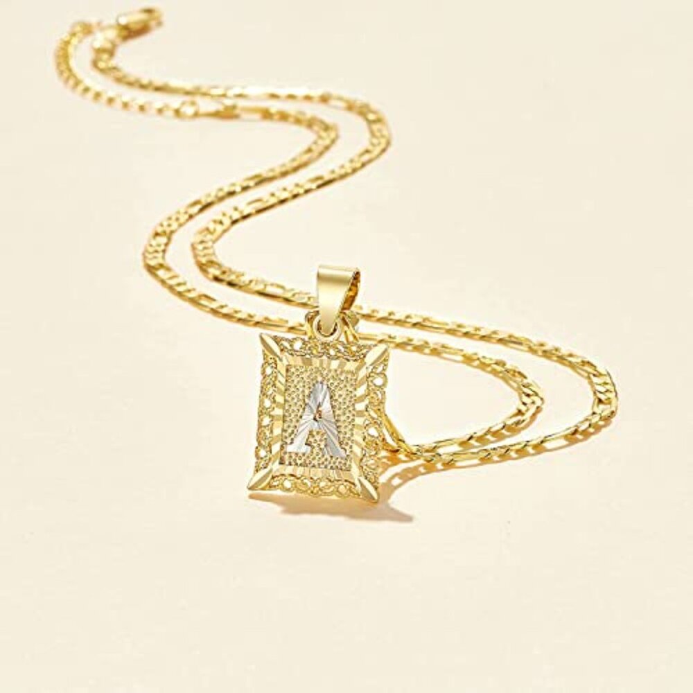 Gold Plated Initial Necklace Monogram Pendant Fig… - image 6